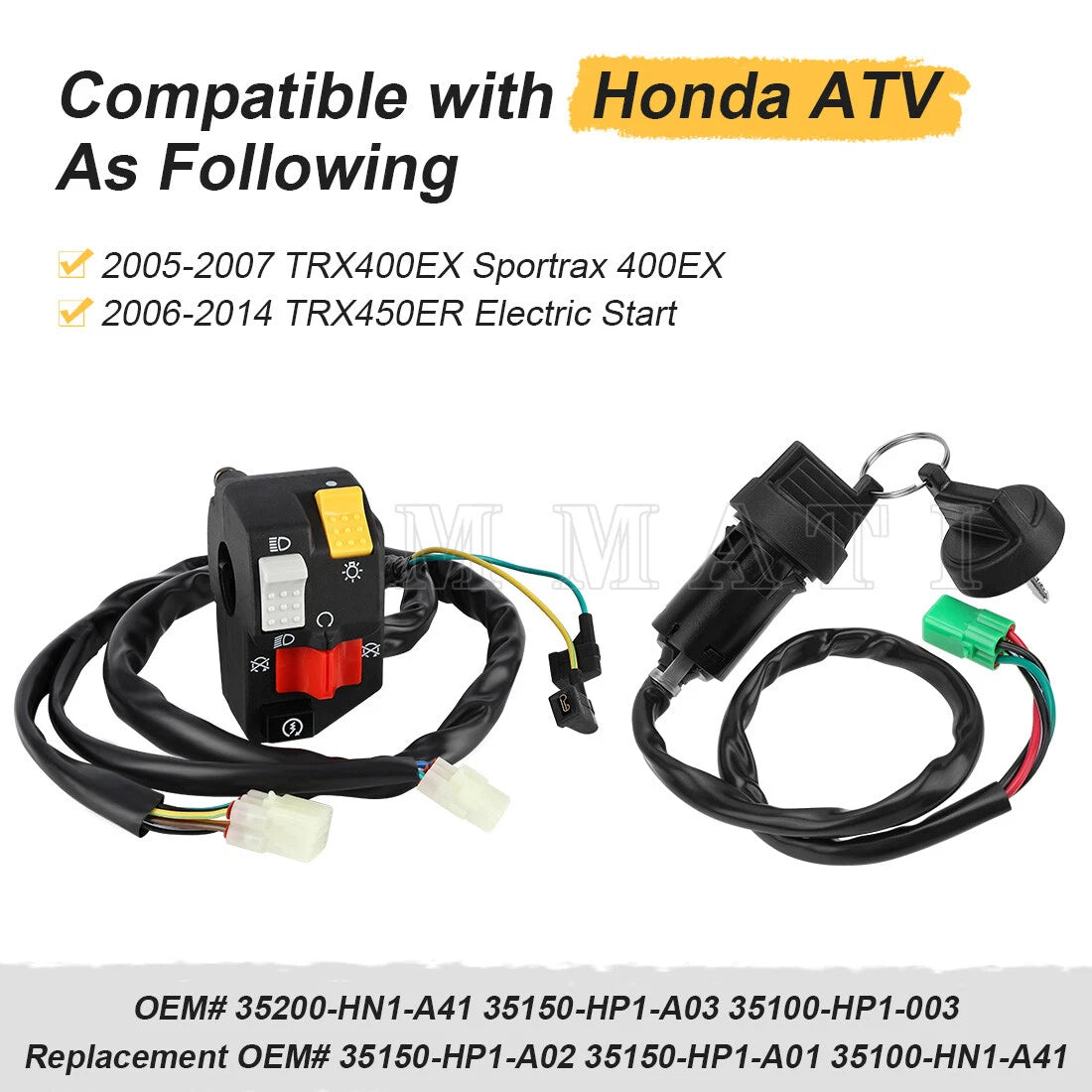Handlebar Kill Switch & Ignition Key Switch for Honda Sportrax 400 TRX400EX (2005–2007)