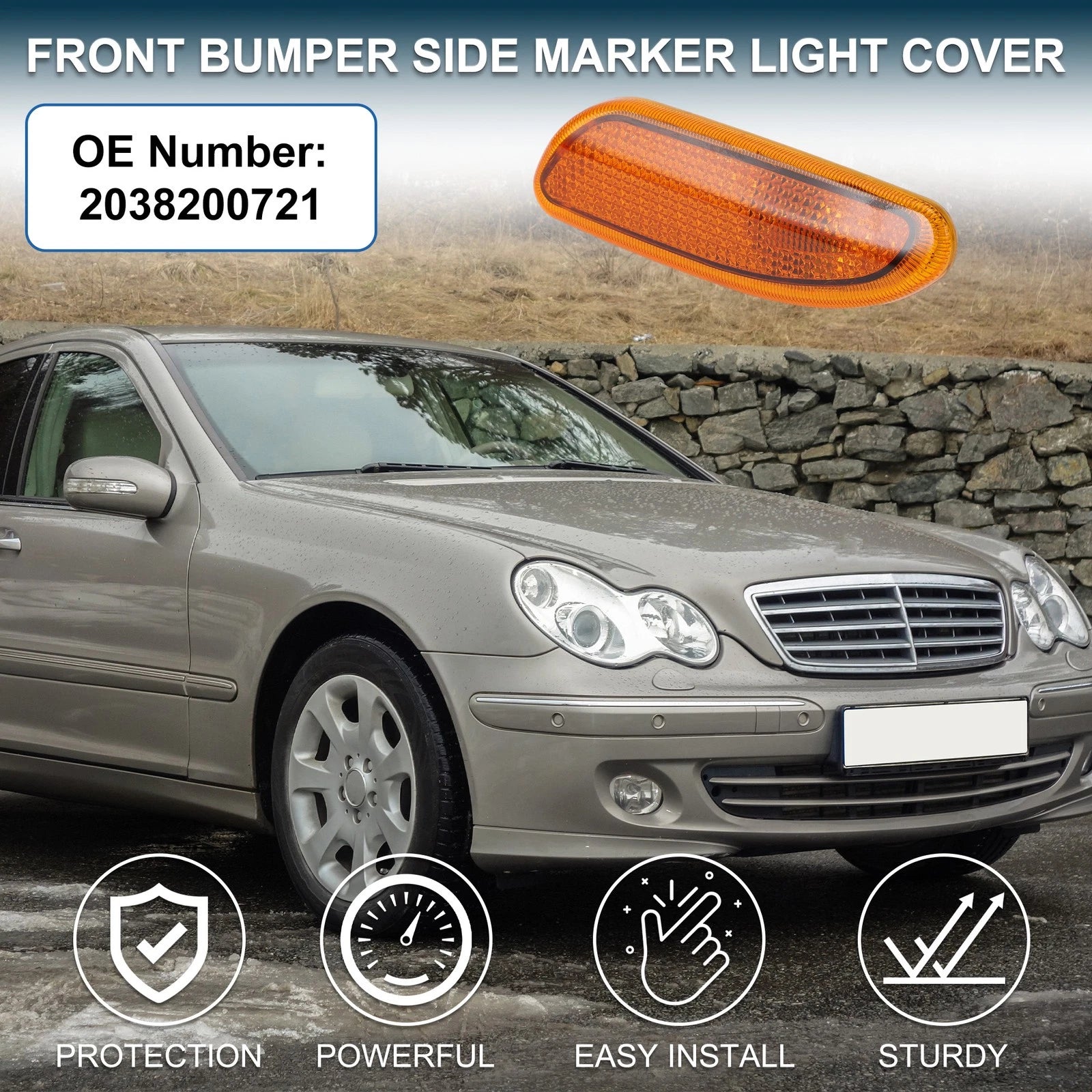 Left Front Bumper Side Marker Light Cover for Mercedes-Benz (2008–2015)