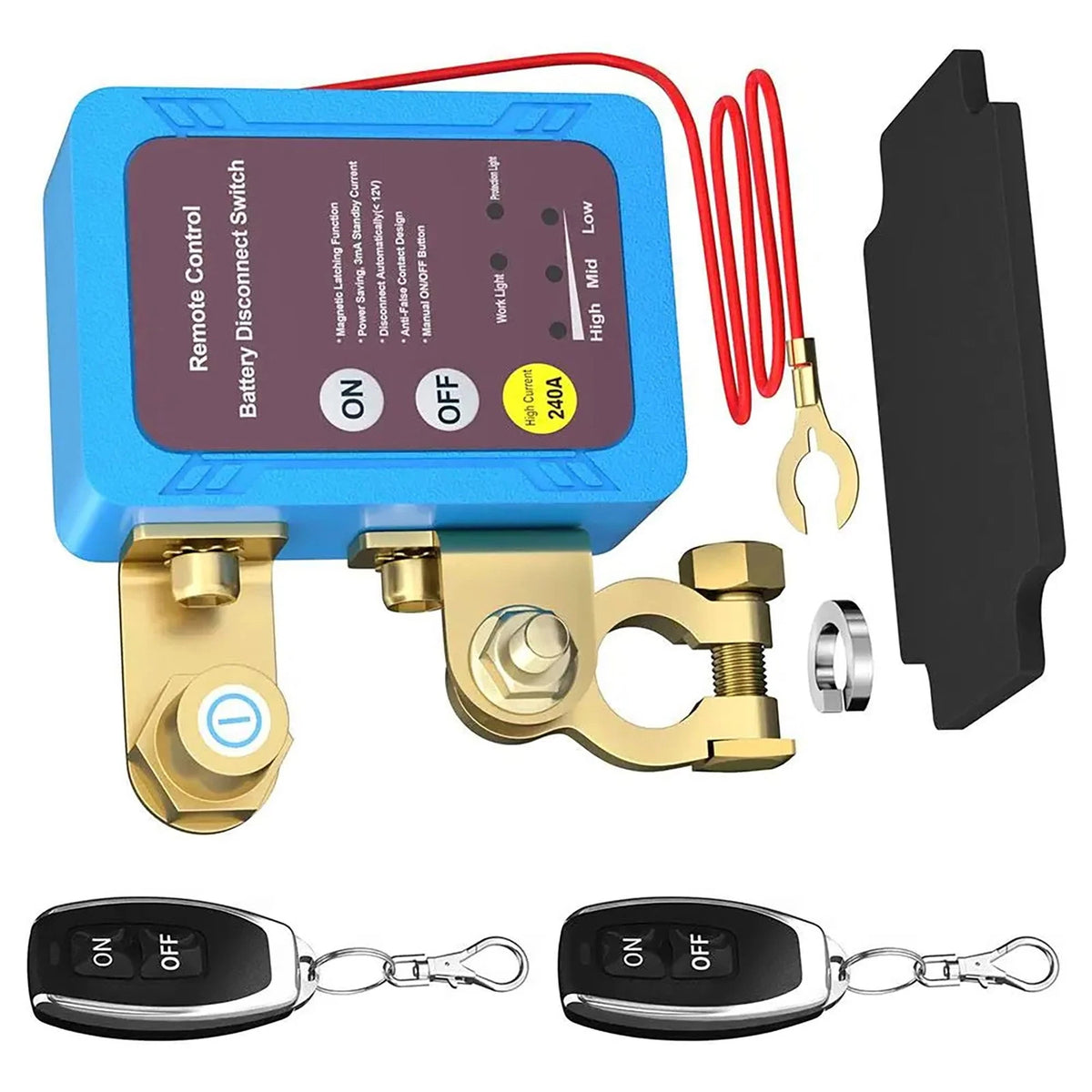 Set of 1 Remote Battery Disconnect Switch for Auto RV ATV (12V 240A)