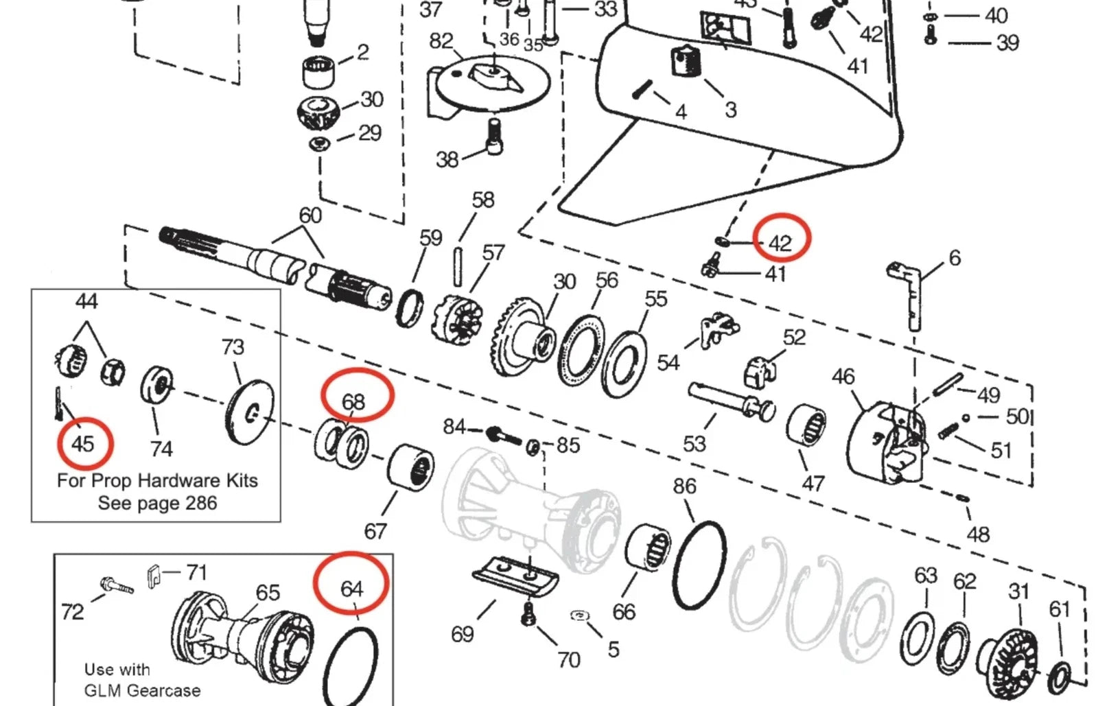 OMC Cobra Lower Gearcase Propeller Shaft Oil Seal 320862, 305123 (18-2002)