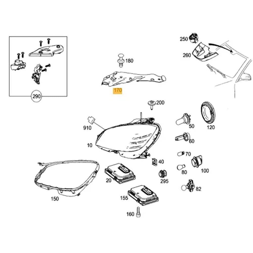 Headlight Cover for C Class (2015–2021) ABS Protective 2X
