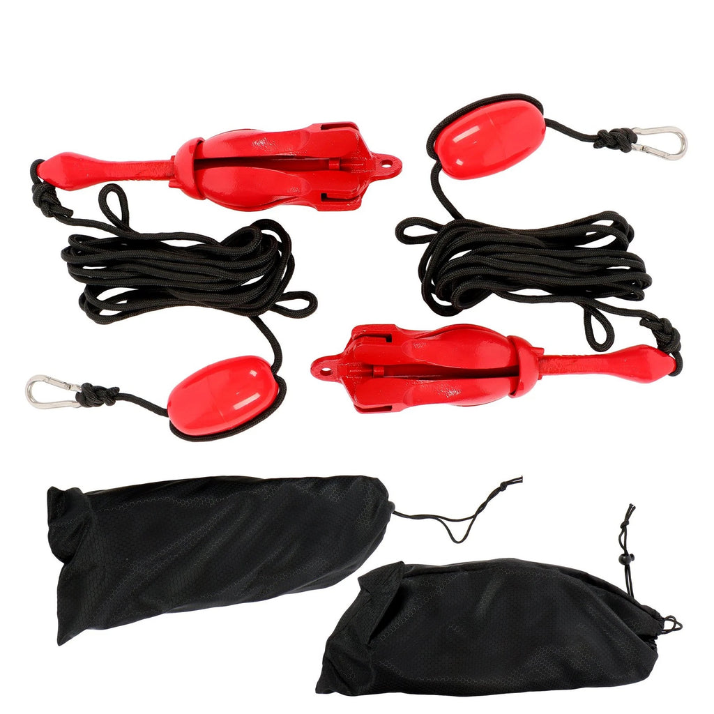 2-Pack Folding Grapnel Anchor Set for Kayak Boat (5.5LB) Red