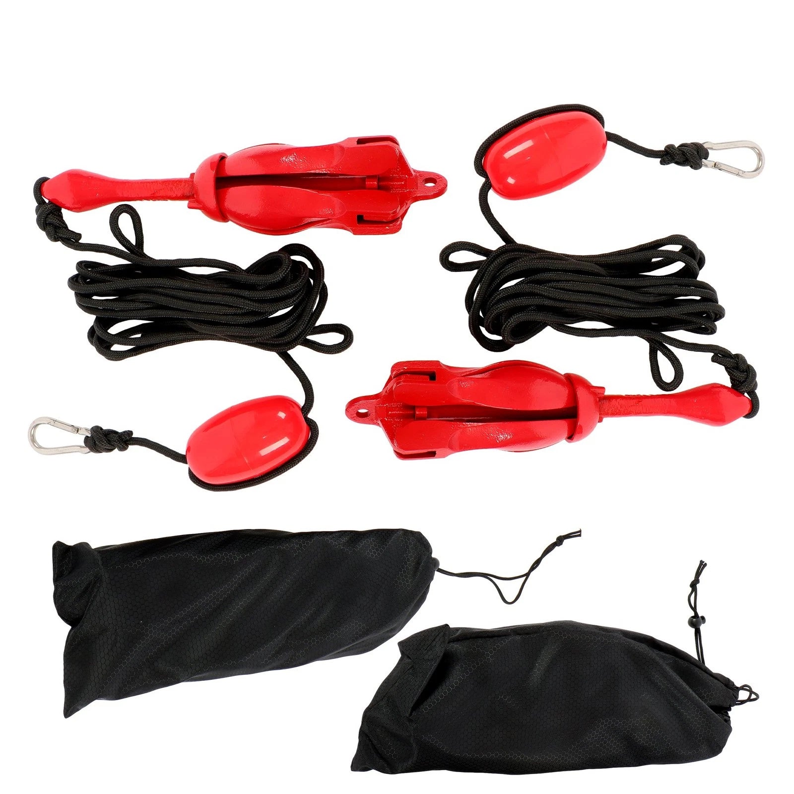 2-Pack Folding Grapnel Anchor Set for Kayak Boat (5.5LB) Red
