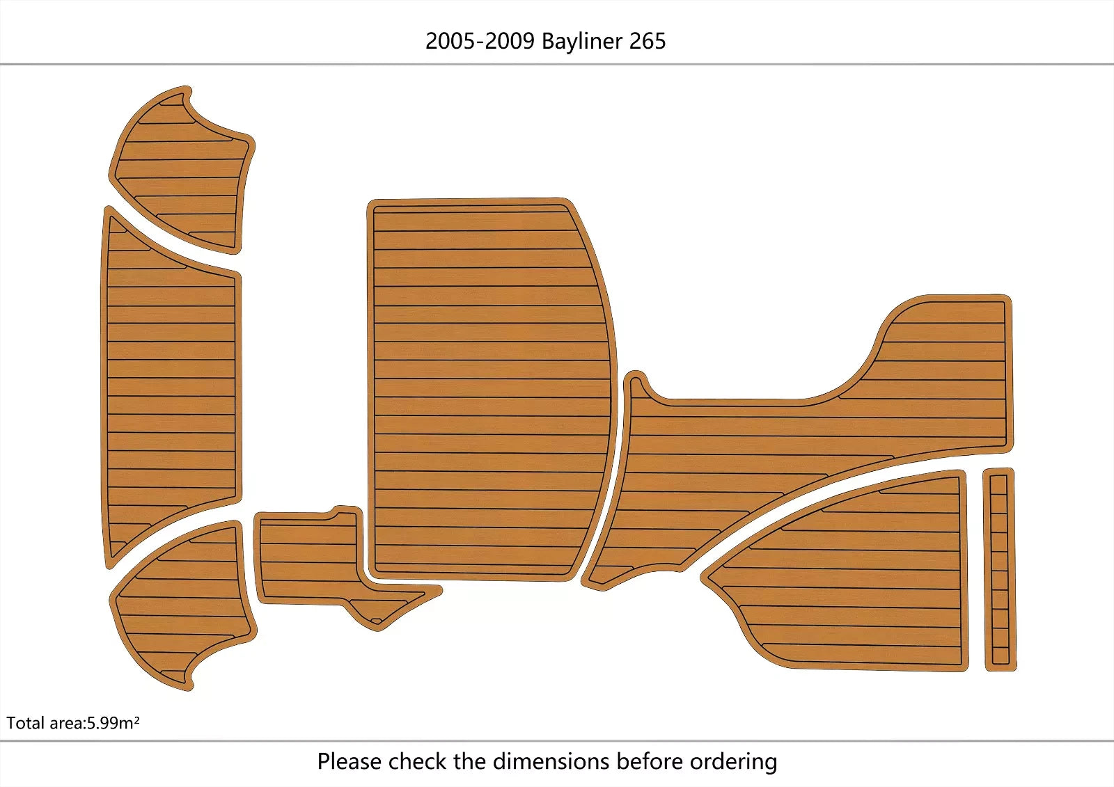 EVA Foam Teak Deck Flooring Mat for Bayliner 265 (2005)