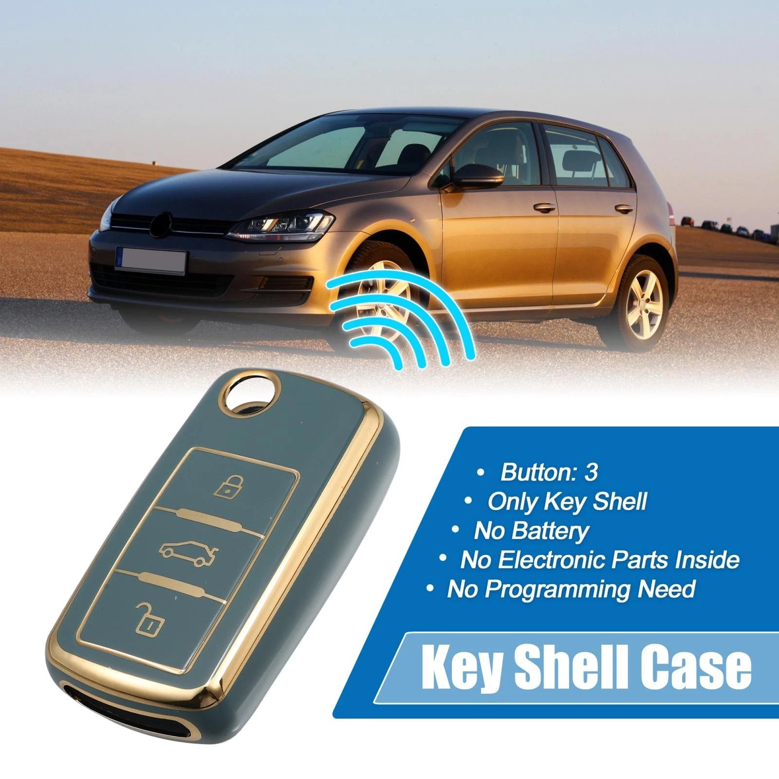 Smart Key Fob Case Cover for Volkswagen Tiguan (2010–2017) Blue