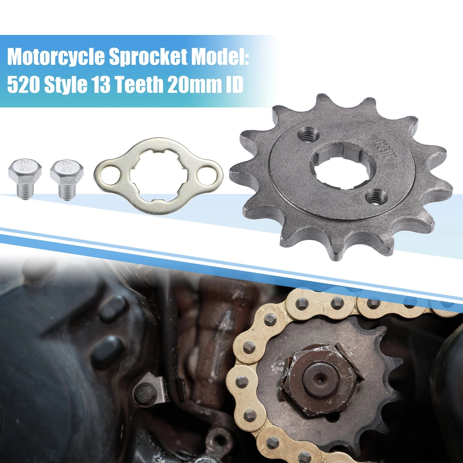 Front Engine Sprocket Set Replacement 13 Teeth for Dirt Pit Bike ATV (520) (20mm ID)