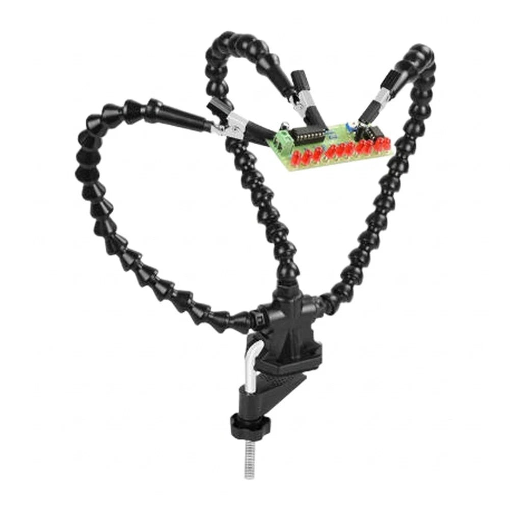 Third Hand for Electronics Workbench with Flexible Arm and PCB Clamping