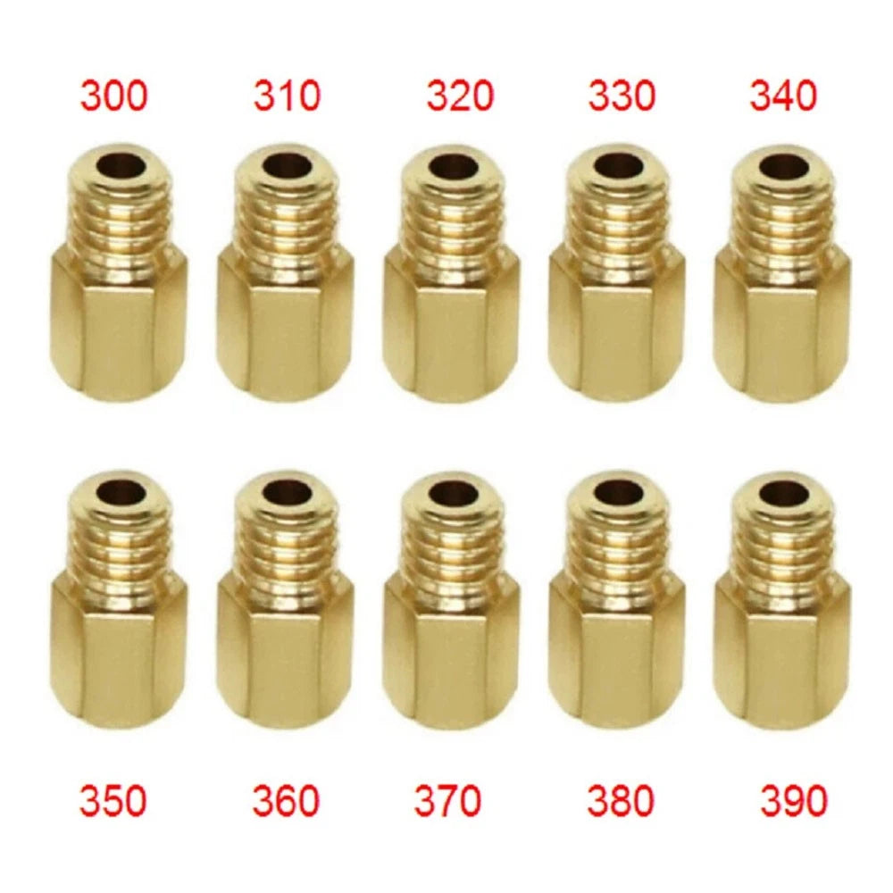 10Pcs Hex Style Main Jets for Mikuni VM TM TMX (300-390, 350, 370)