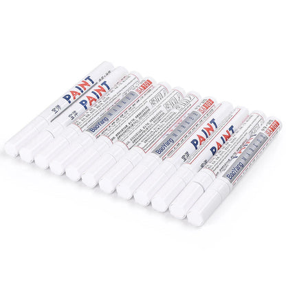 12x White Tire Pen for Tyre Tread Paint Marker Waterproof