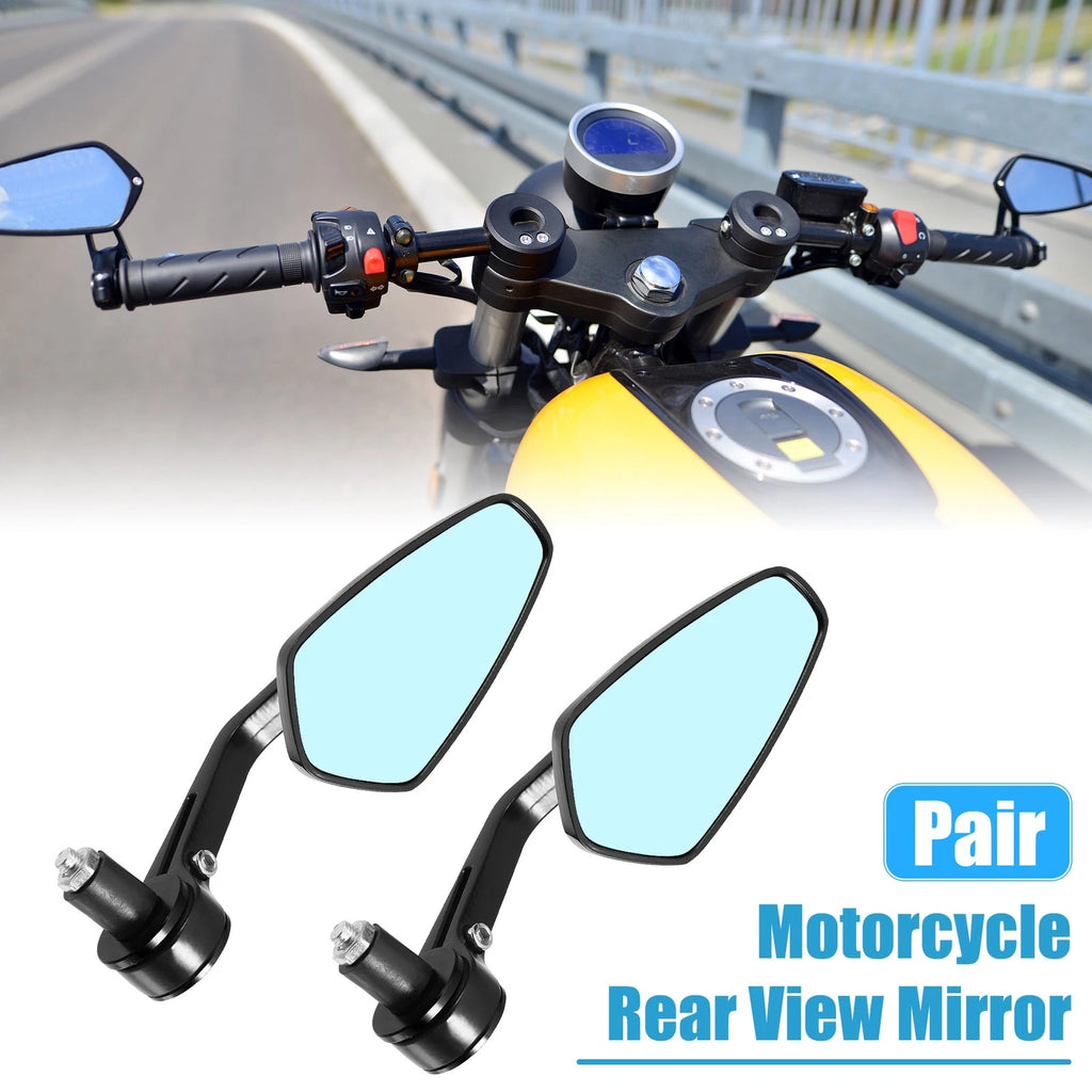 Pair of Rearview Mirrors for Motorcycle (Blue Lens, Black)
