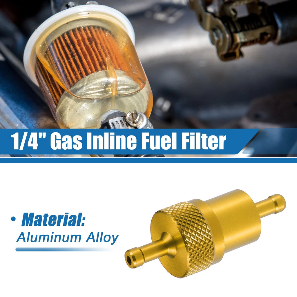 Gas Inline Fuel Filter Replacement for Bike ATV Gold Tone (Universal)