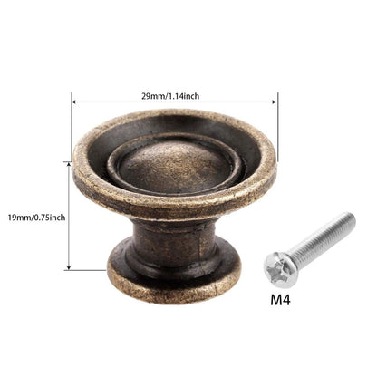 2Pcs Round Antique Cabinet Knob Door Kitchen Cupboard Drawer Closet Pull Handle