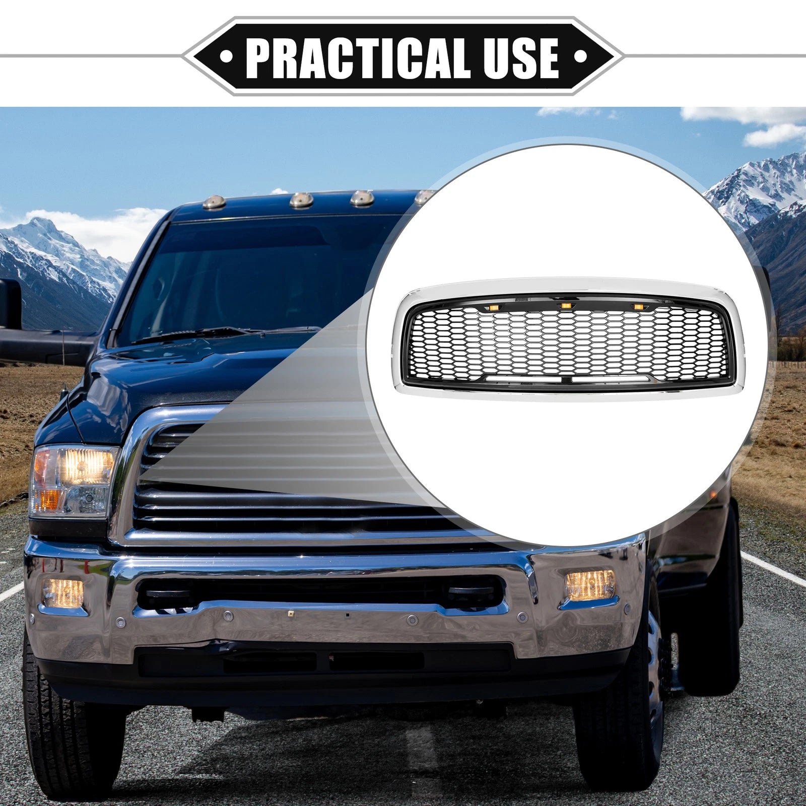 Front Grille Assembly with LED Lights for Dodge