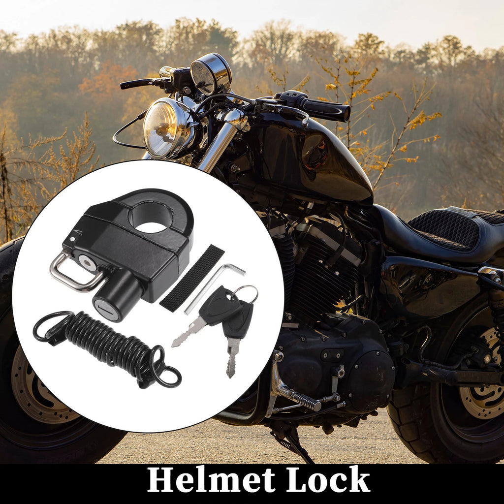Motorcycle Helmet Lock with Anti-Theft Cable for Universal Fit (1990–2025)