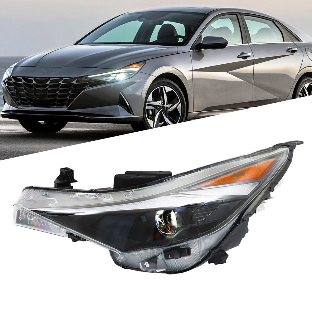 Headlight Assembly for Hyundai (2021–2022) Left/Driver Black Halogen Clear Lens