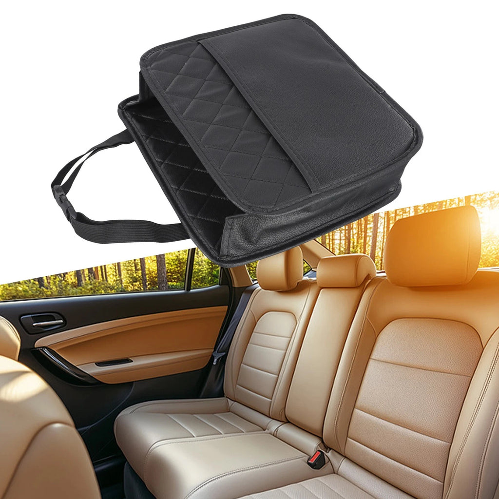Black Leather Car Seat Back Storage Bag for Most Models