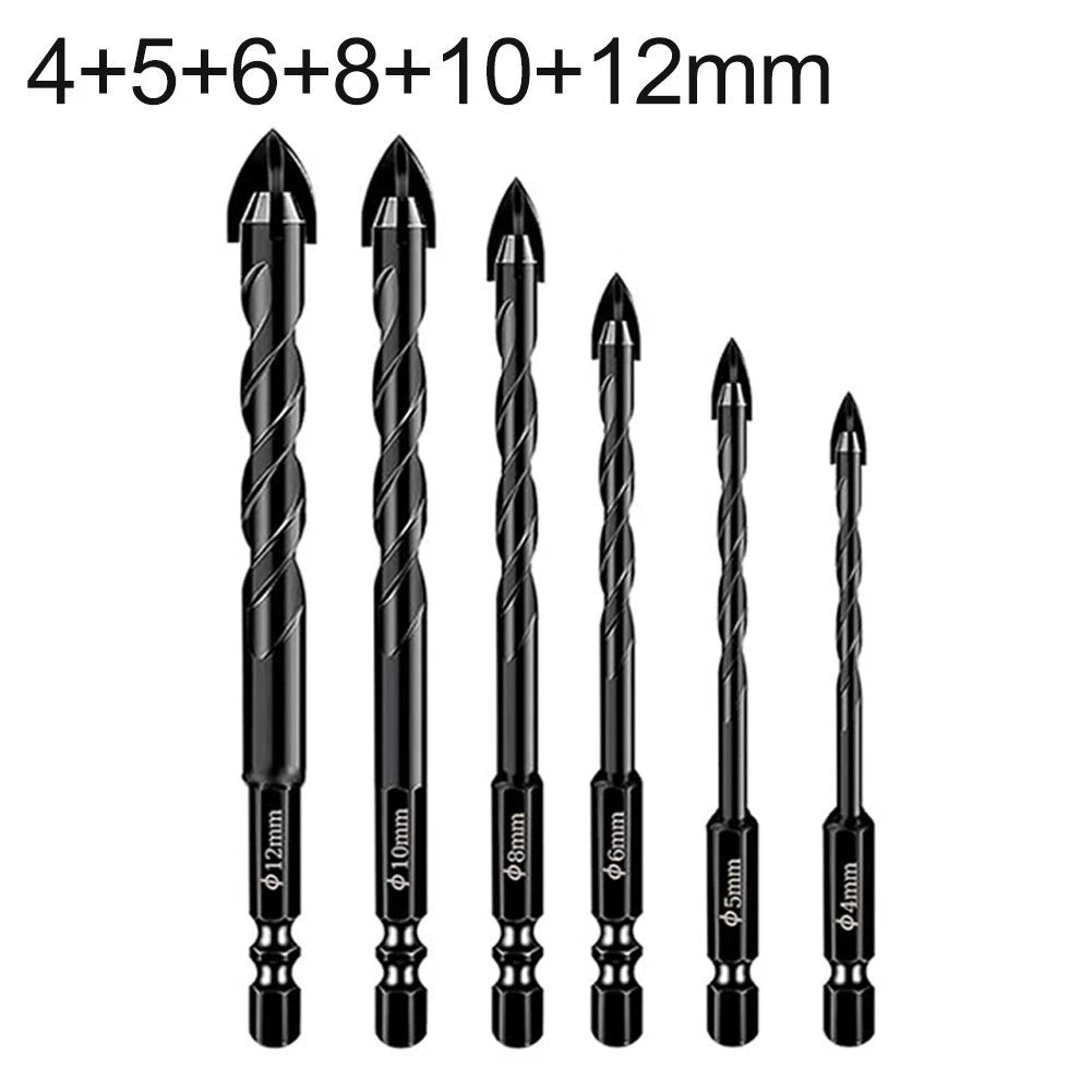 Set of 5 Masonry Drill Bits with Tungsten Carbide Tips for Various Surfaces