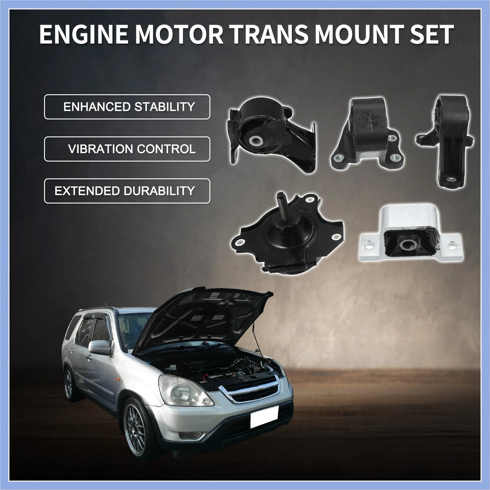 Engine Motor Trans Mount Set Replacement for Honda CRV 2.4L 4WD (2002–2006)
