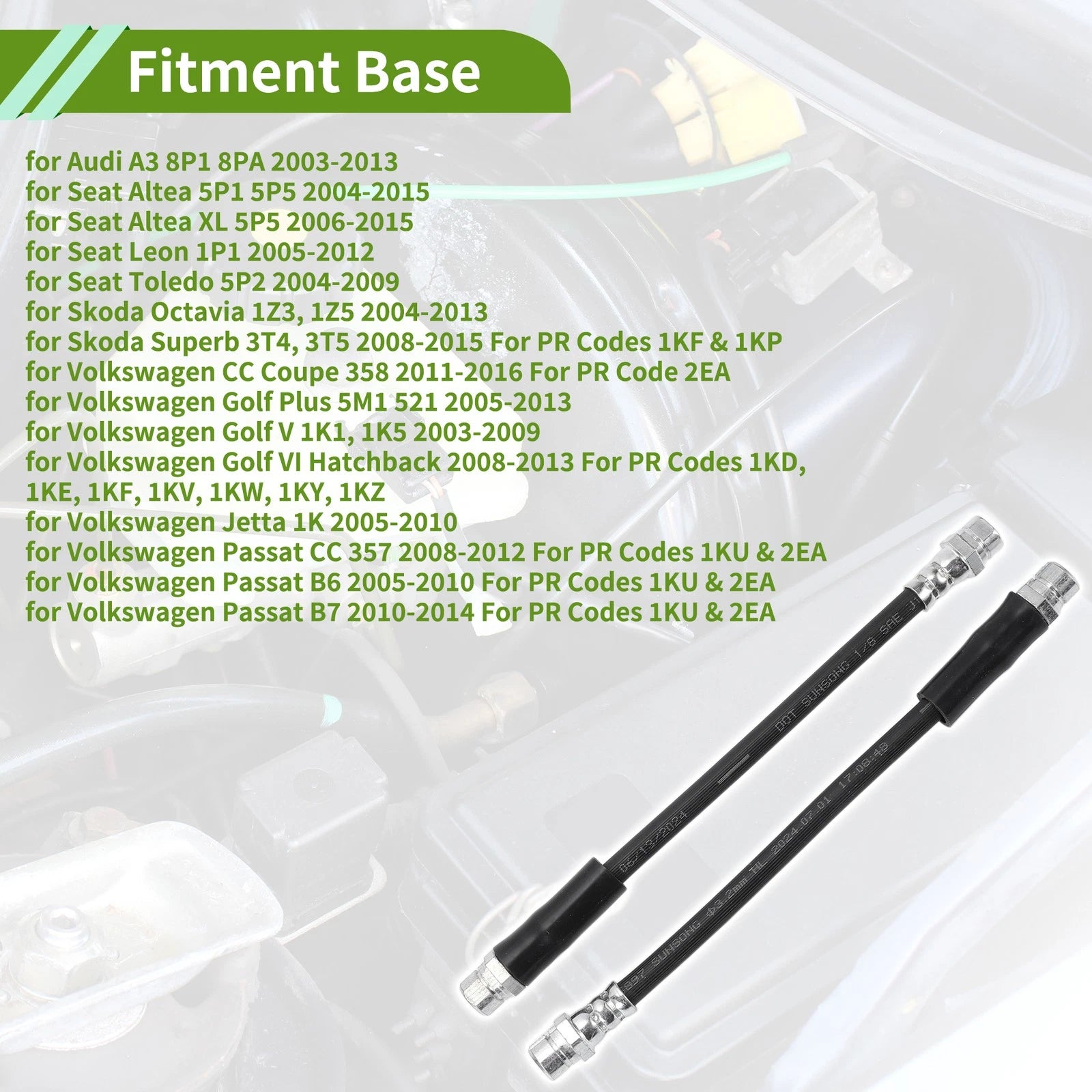 Rear Brake Line Set Extended Left Right for Audi A3 VW Golf Passat Jetta (2pcs)