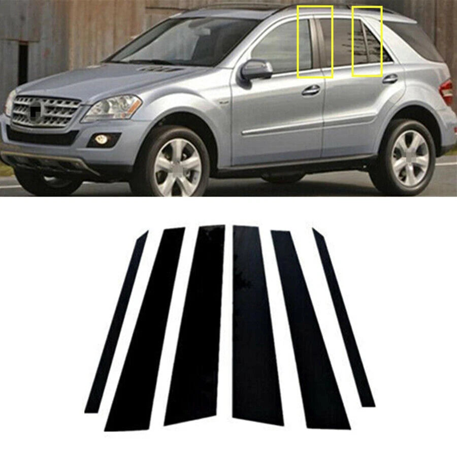 6x Side Door Window Pillar Cover Sticker for Mercedes ML350 ML550 (2006–2011)