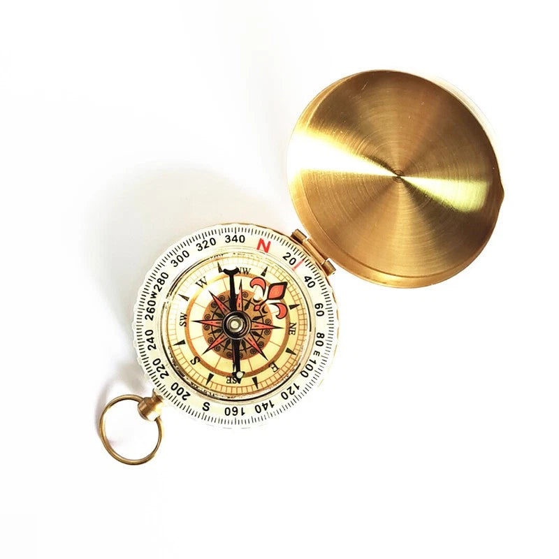 Luminous Brass ABS Military Compass Keychain for Outdoor Camping