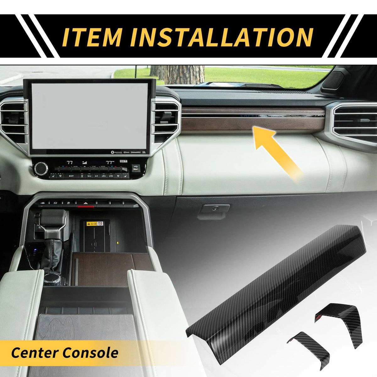 Instrument Strip Cover Carbon Fiber Pattern for Toyota Tundra (2022–2024)