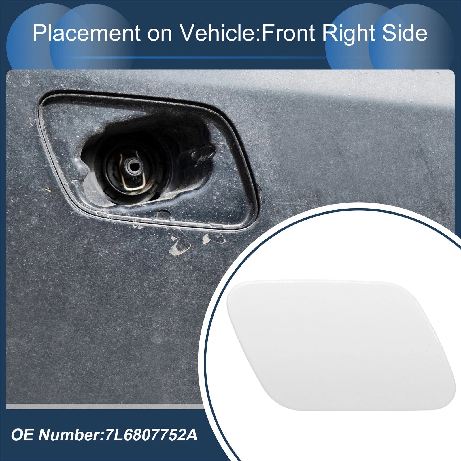 Washer Nozzle Cover Cap Front Right Replacement for Volkswagen Touareg 7L (2002–2006)