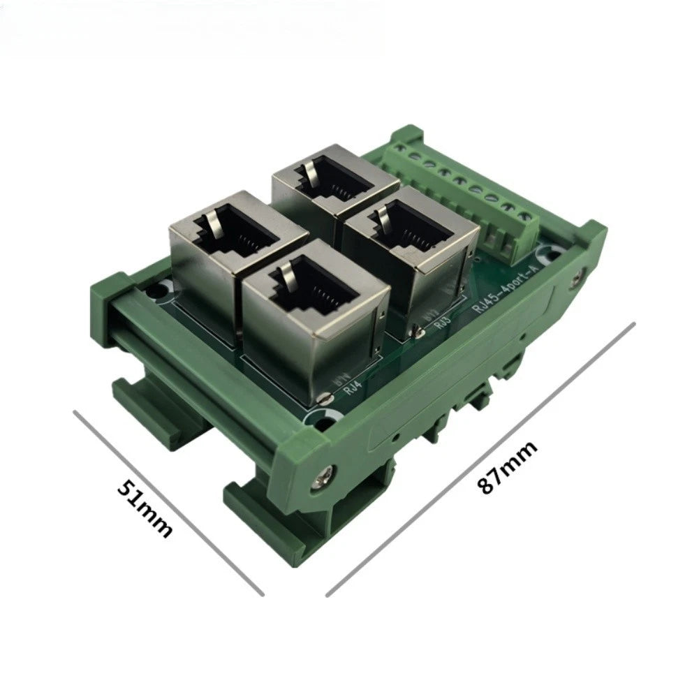 4-Port RJ45 Terminal Block Parallel Network Connector for Ethernet