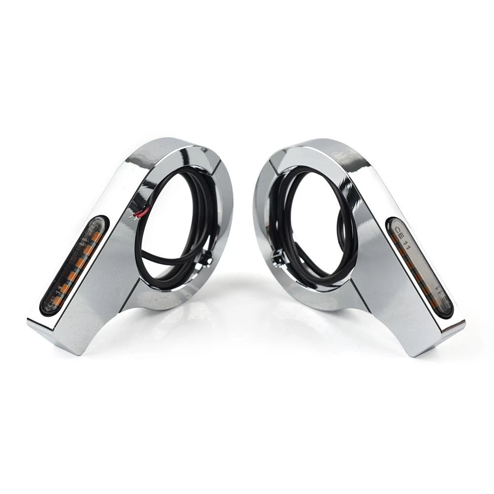 Chrome LED Fork Turn Signal Light Indicator for Harley Touring