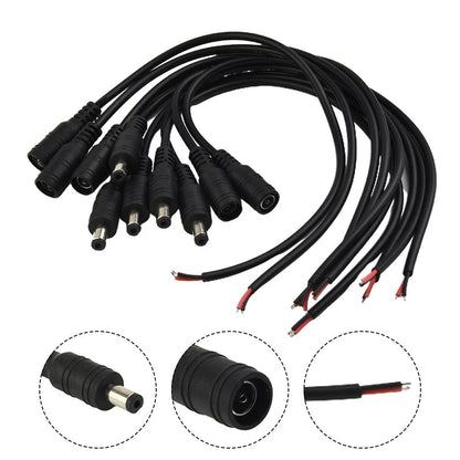 Set of 5 Connector Cables for DC Power Socket 12V 22AWG