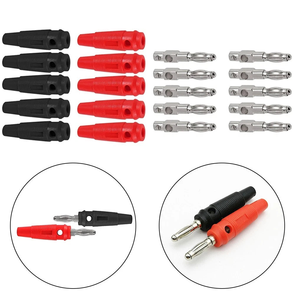 10pcs 4mm Red Black Banana Connector Adapter High Current Screw Type
