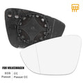 Heated Side Mirror Glass with Backing Plate Left Driver for Volkswagen Eos CC (2011–2016)