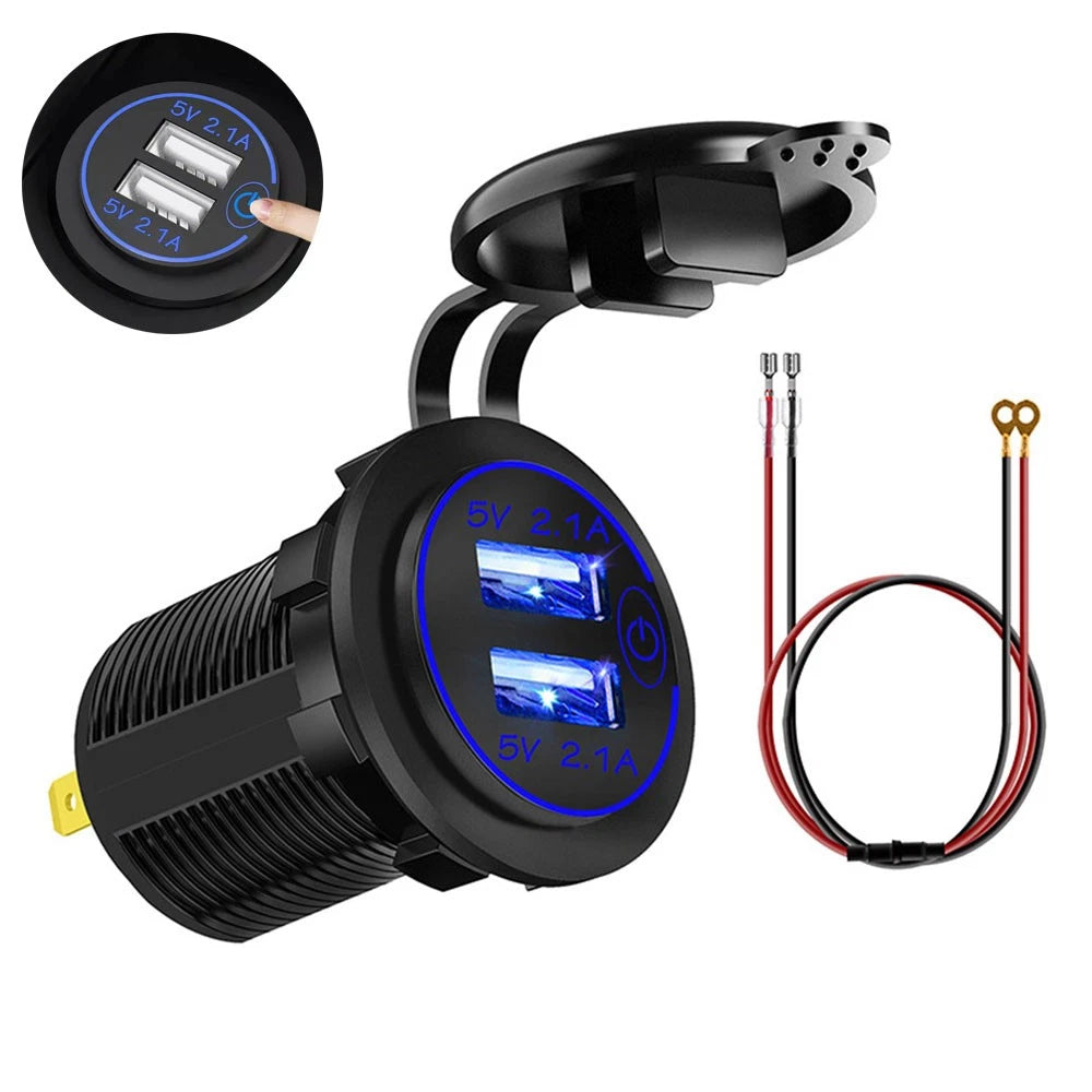 Cigarette Lighter Socket USB Charger Power Adapter for Car (Waterproof)