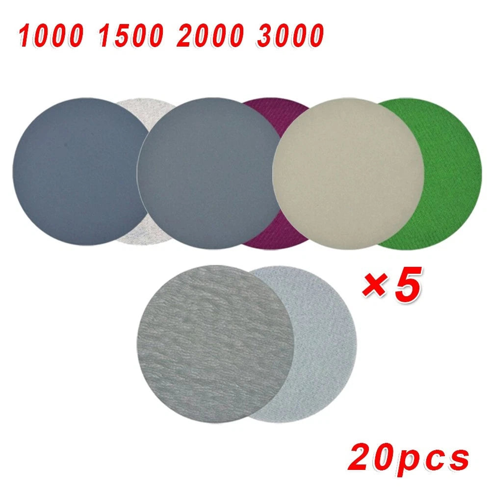 20pcs Hook & Loop Wet/Dry Sanding Discs for (1000-3000 Grit)