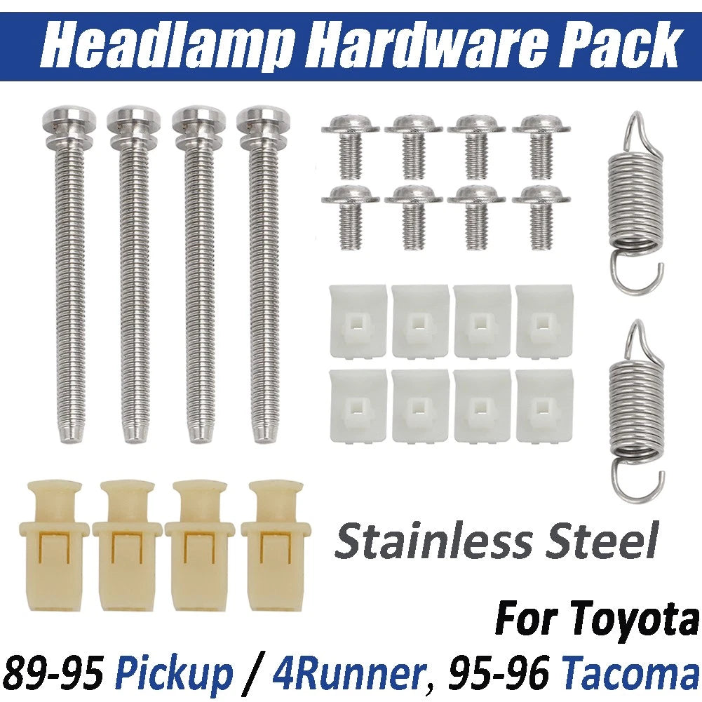 Headlamp Hardware Screws Clips Spring Kit for Toyota Pickup 4Runner (1989–1995)