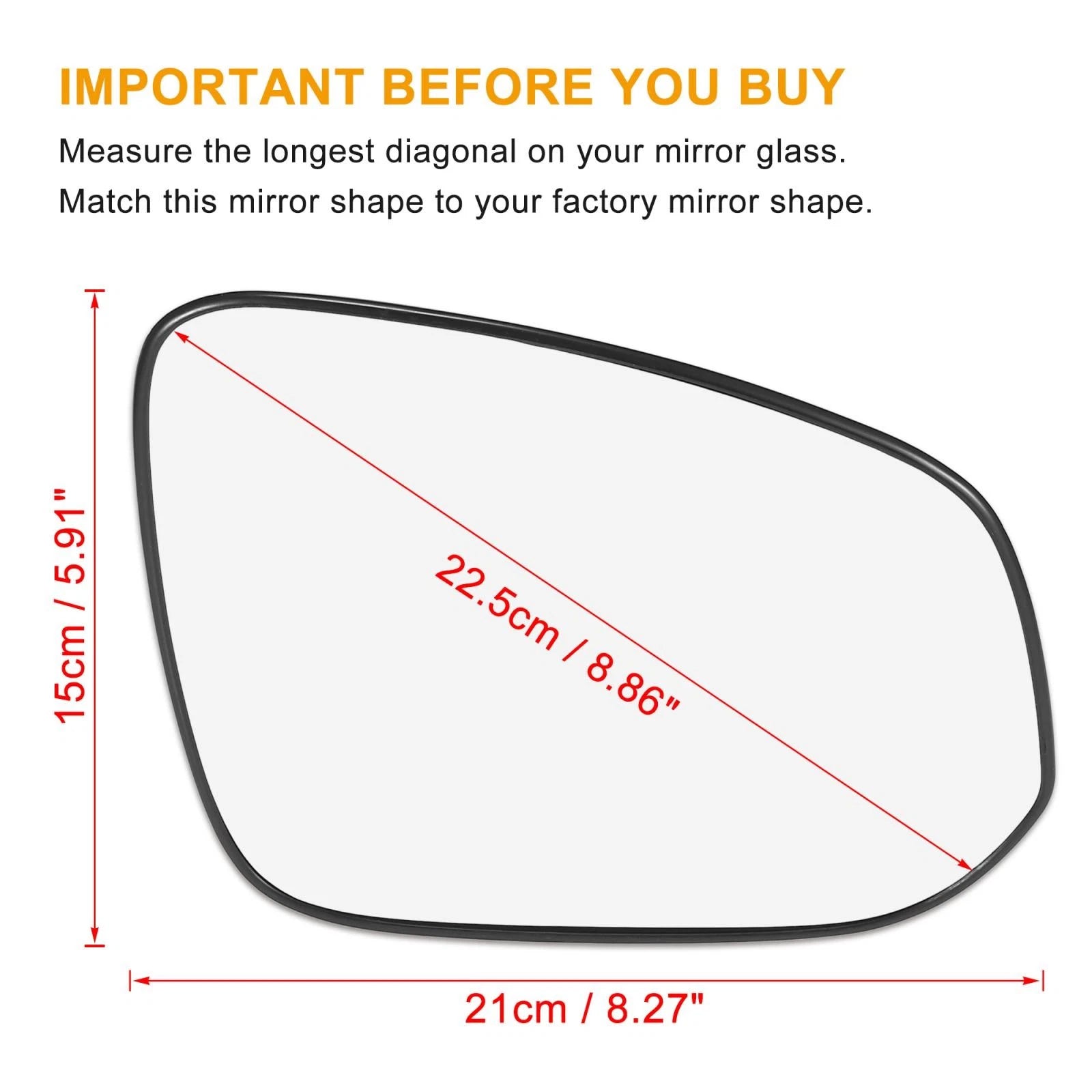 Right Side Heated Mirror Glass with Backing Plate for Toyota RAV4 (2013–2018)