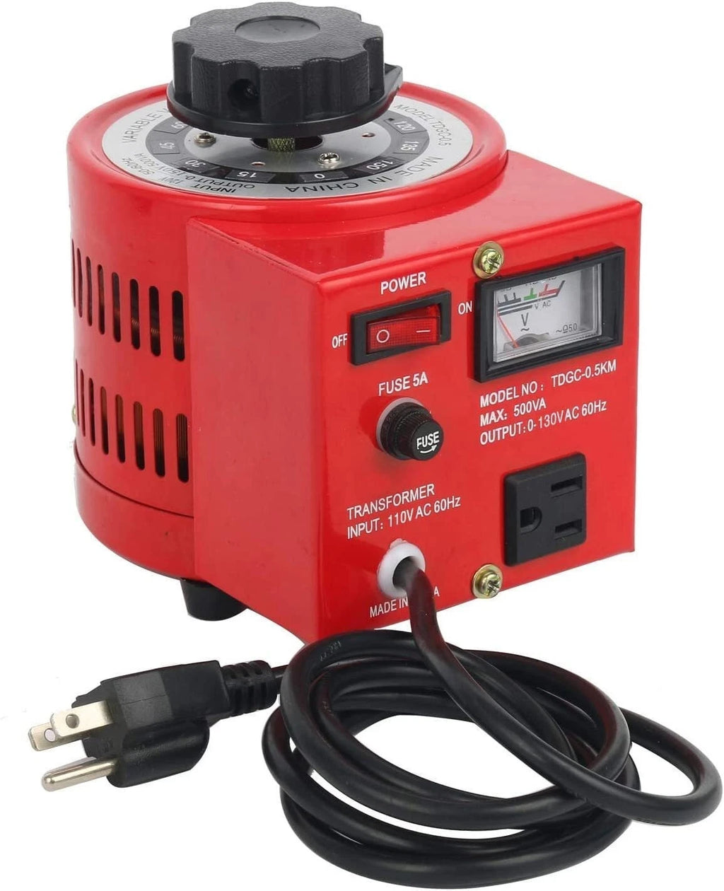 500W Variac Variable Transformer AC Voltage Regulator 0-130V