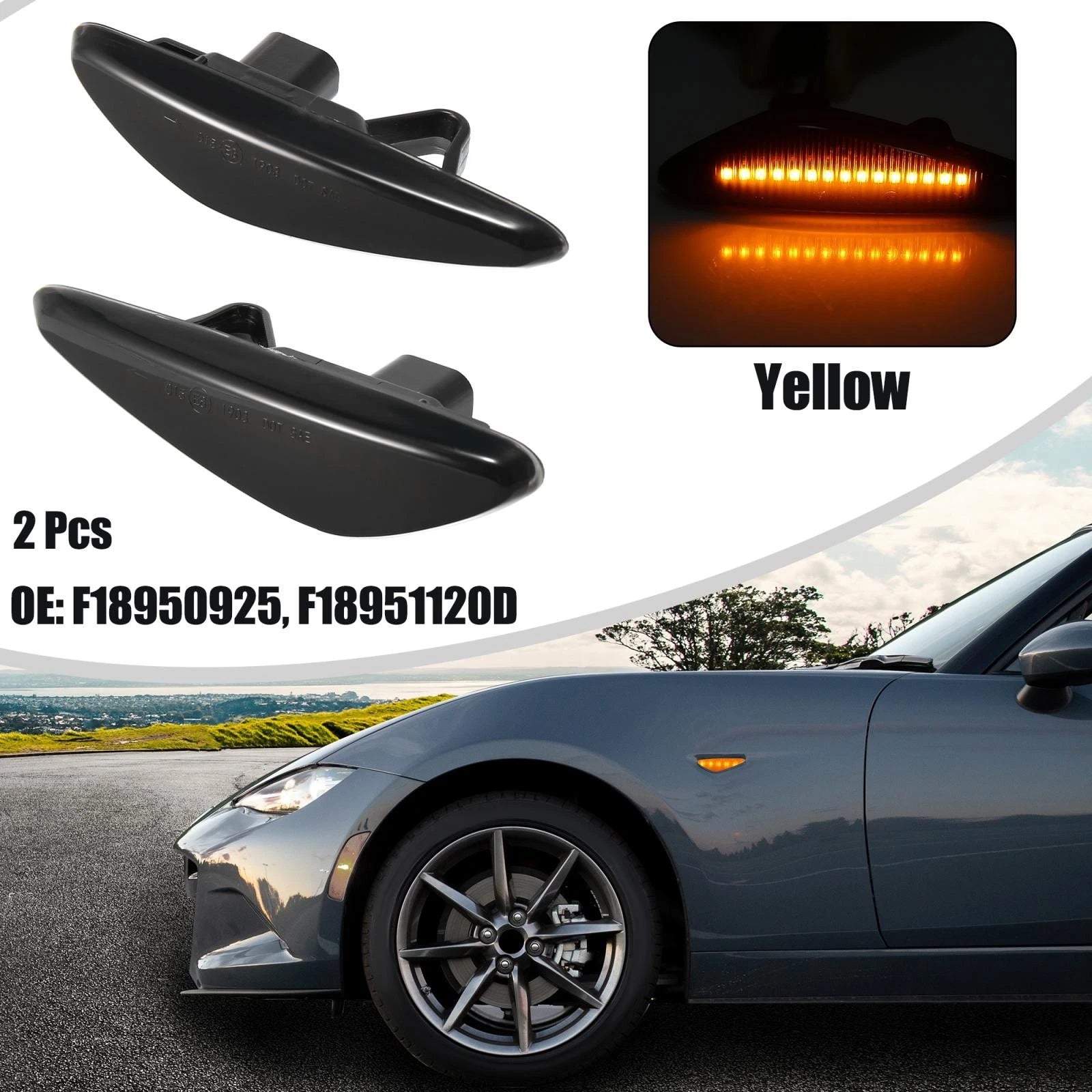 Side Marker Lights Turn Signal Assembly Pair for Mazda (2009–2015)