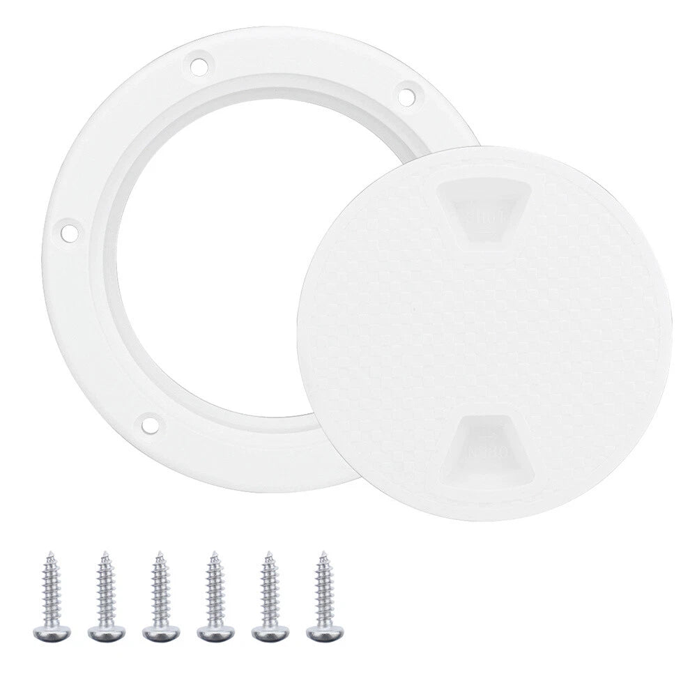 4" Round Non Slip Inspection Hatch for Marine Boat Yacht (White ABS)