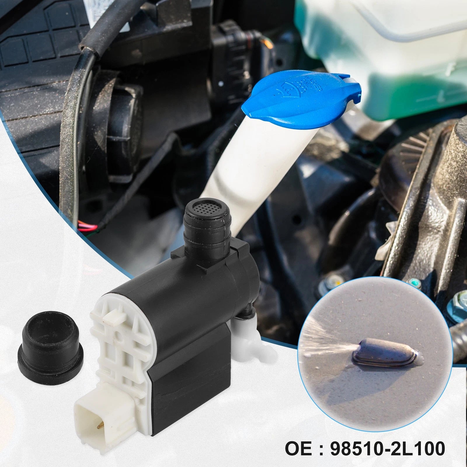 Windshield Washer Pump Motor with Grommet for Hyundai Elantra (2009–2012)