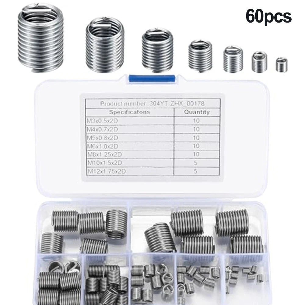 60pcs Stainless Steel Helicoils for Various Sizes