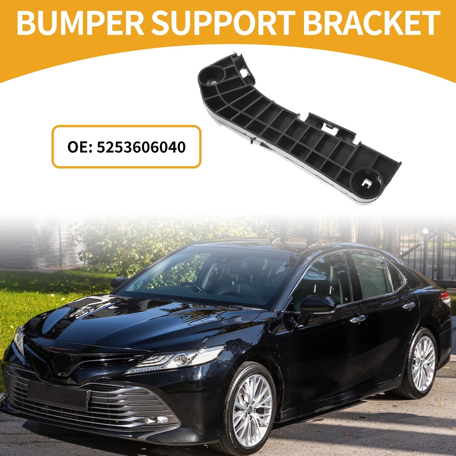 LH Front Bumper Support Bracket for Toyota Camry (2007) 1 Pc Black ABS