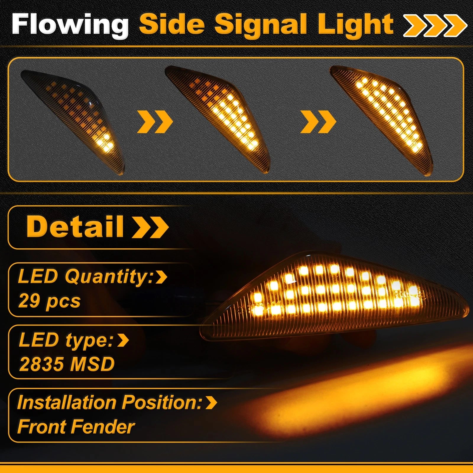 Fender Side Marker Light Front Left for BMW X3 F25 (2011–2018) Clear Lens