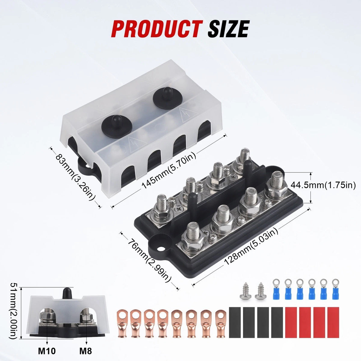 4-Post Dual Bus Bar Power Distribution Block for RV Marine Boat DC Systems