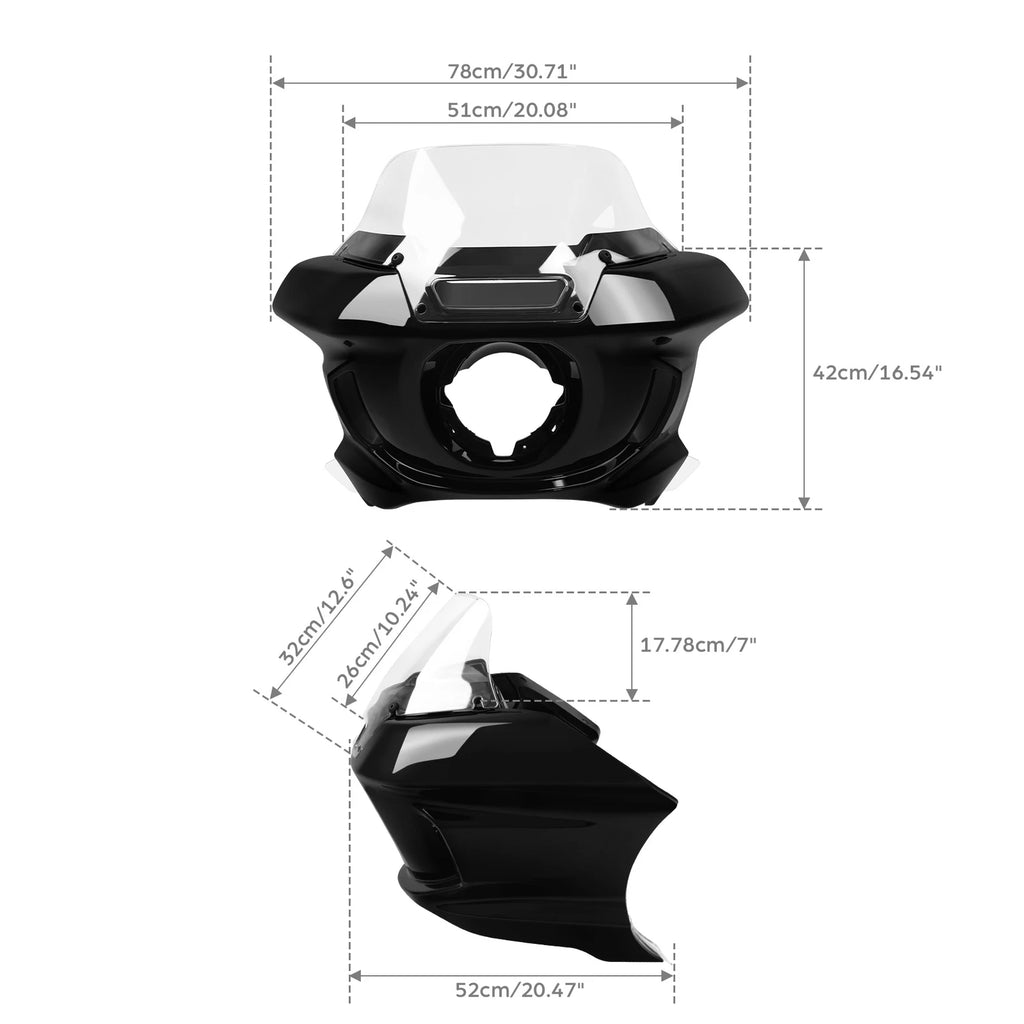 Headlight Fairing Windshield for Harley FXLRST Low Rider ST (2022–2025) Black