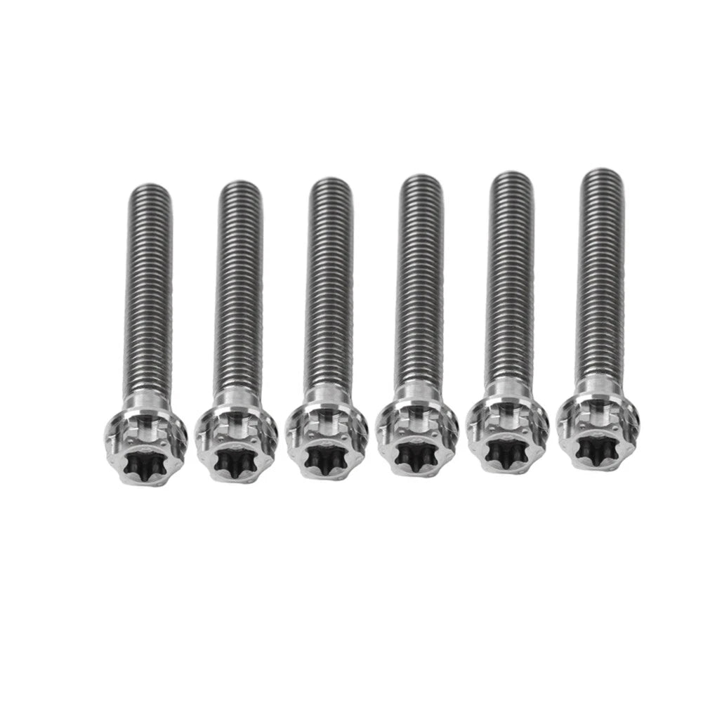Set of 6 Titanium M8x50mm Torx Head Flange Screws for Motorcycle