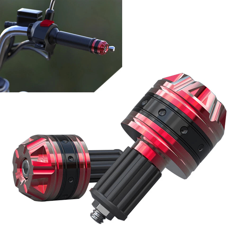 Motorcycle Scooter Aluminum Handle Handlebar Grips Bar End Cap Plugs Slider RED