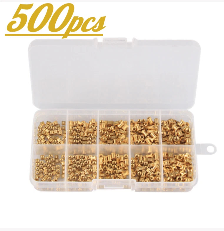 500pcs M2/M3 Brass Cylinder Knurled Threaded Round Insert Nuts