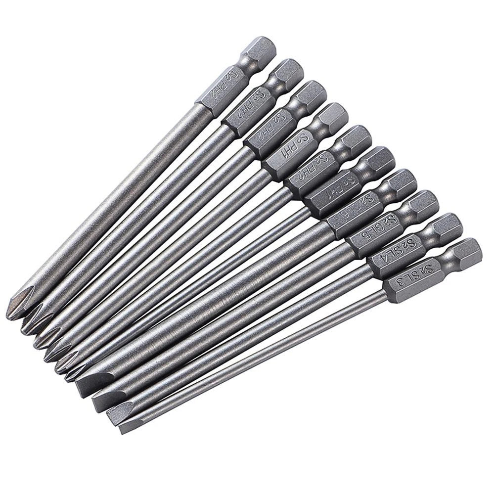 Screwdriver Bits Set of 10 with 6.25mm/1/4" Hex Shank