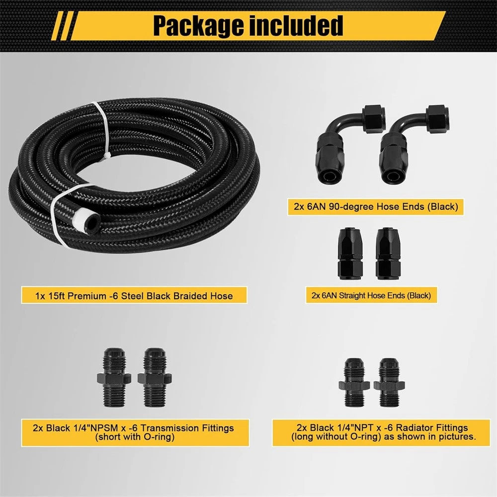 Automatic Transmission Cooler Lines Hose Kit for 4L60E & 4L65E AN6 Transmissions